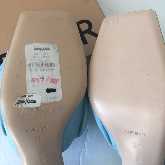 Wandler Ava Mule Lambskin Leather Sky Blue Shoes Heels Italy 38/ 8B - Picture 11 of 13